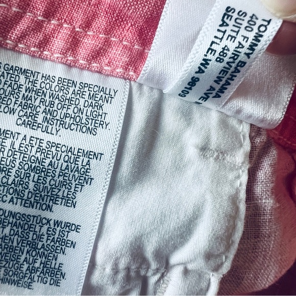 TOMMY BAHAMA Sea Glass Shorts 100% Linen Preppy Coral Pink Size 2 - Picture 12 of 12